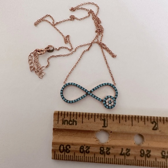 925 Silver infinity evil eye turquoise necklace - Picture 2 of 4